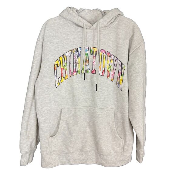MARKET Men's Chinatown Watercolor Arc Hoodie L Gray Street Trendy Sweatshirt B76 - Picture 3 of 7